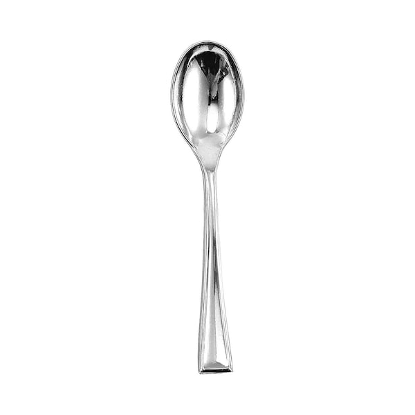 Smarty Had A Party Shiny Metallic Silver Mini Plastic Disposable Tasting Spoons (960 Spoons), 960PK 790-SV-CASE - main